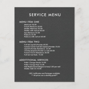 Dark-Grey Faux Vintage Leather Service Menu