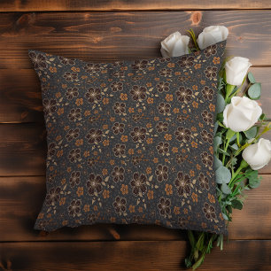 Dark grey Floral Cottagecore Cushion