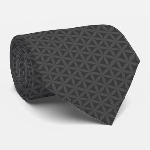 Dark Grey Flower of Life Pattern Tie