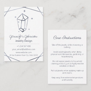 Dark Grey Foil Jewellery Care Business Card