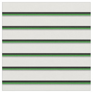 Dark Grey, Forest Green, Black & Mint Cream Lines Fabric