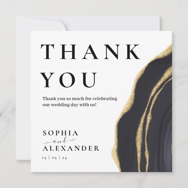 Dark grey gemstone thank you card (Front)