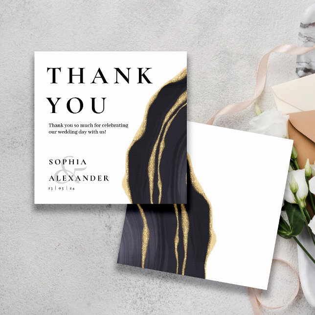 Dark grey gemstone with gold thank you card (Creator Uploaded)