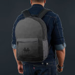 Dark grey geometric mesh pattern Monogram Printed Backpack<br><div class="desc">Dark grey geometric mesh pattern Monogram Printed Backpack. Cool fashion accessory bag for everyone. 
Dark grey Triangle geometric mesh with light to dark ombre gradient design. Create a unique and personalised backpack with a custom touch! Modern monogram with your initial and your name for that extra personal flair.</div>