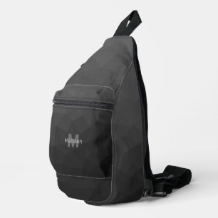 Dark Grey geometric mesh pattern Monogram Sling Bag