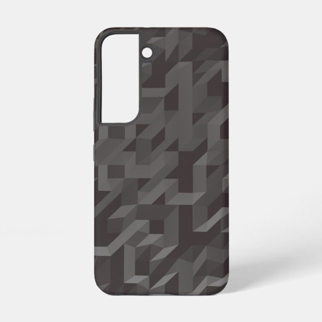 Dark Grey Geometric Polygons Galaxy S22 Cases (Back)