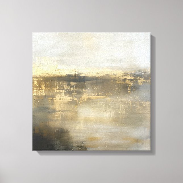 Dark Grey Gold Beige Abstract Painting Canvas Art (Front)