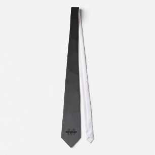 Dark grey gradient geometry mesh pattern Monogram Tie