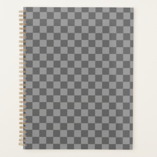 Dark Grey Gray Checkered Checkerboard Planner