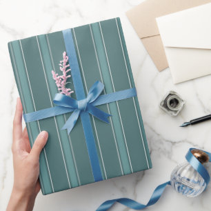 Dark Grey Green & Grey Green Stripes Wrapping Paper