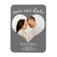 Dark Grey Heart Photo Wedding Save the Date