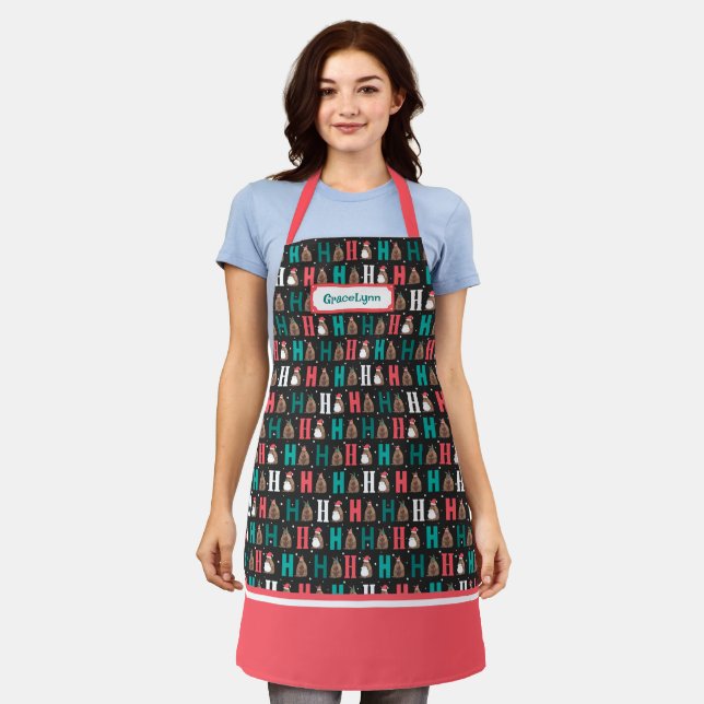 Dark Grey Ho Ho Ho Armadillo Apron (Worn)