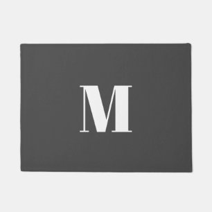 Dark Grey Initial Letter Monogram Modern Doormat