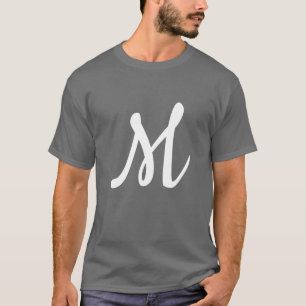 Dark Grey Initial Letter Monogram Modern T-Shirt