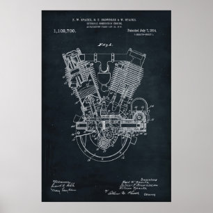 Dark Grey Internal Combustion Engine Patent Poster