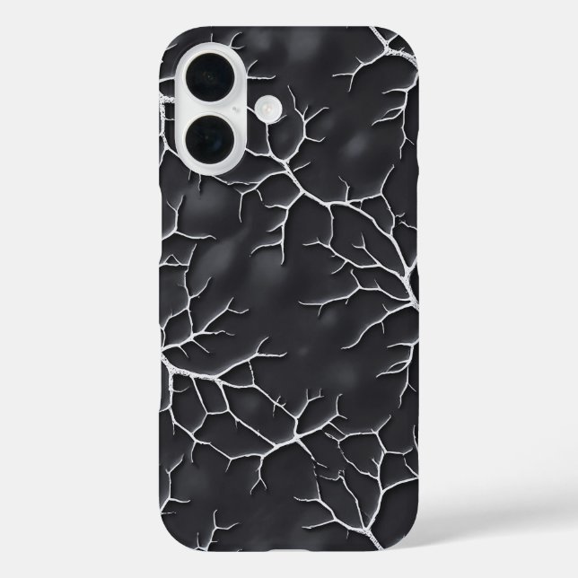 Dark Grey iPhone Case with Branch Texture (Back)