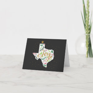 Dark Grey Joy Holiday Leaves Texas Shape Photo Card
