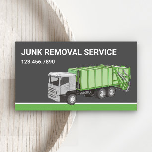 Dark Grey Junk Removal Service Garbage Truck Business Card