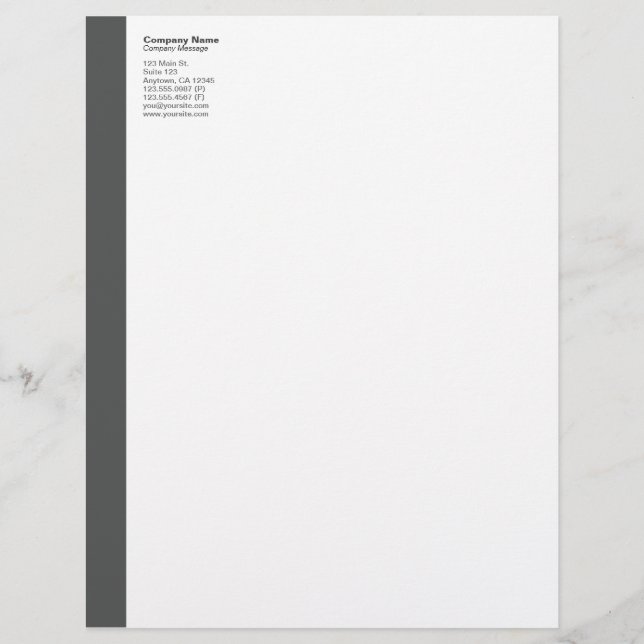 Dark Grey Left Sidebar Letterhead Template (Front)