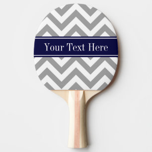 Dark Grey Lg Chevron Navy Blue Name Monogram Ping Pong Paddle