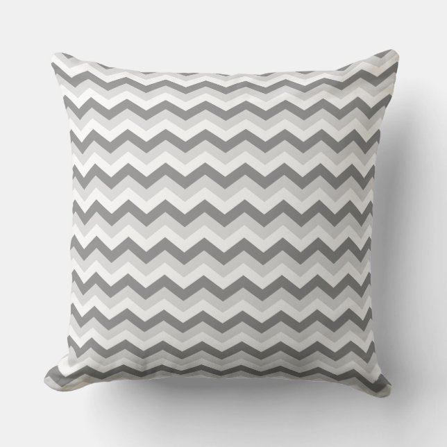 Dark Grey Light Grey White Chevron Cushion (Front)