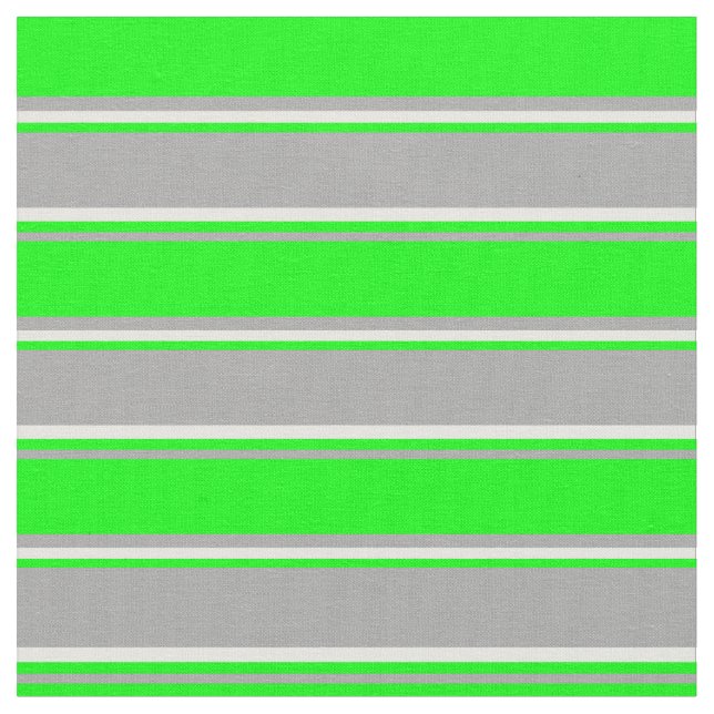 Dark Grey, Lime, and Mint Cream Coloured Pattern Fabric (Close Up)