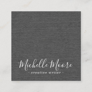 Dark grey linen minimalist elegant professional square business card