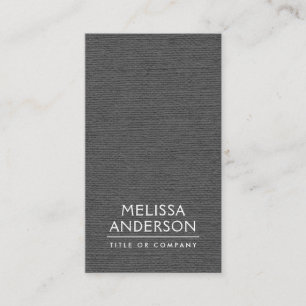 Dark grey linen vertical minimalist professional business card