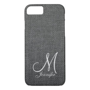 Dark Grey Linen White Monogram Case-Mate iPhone Case