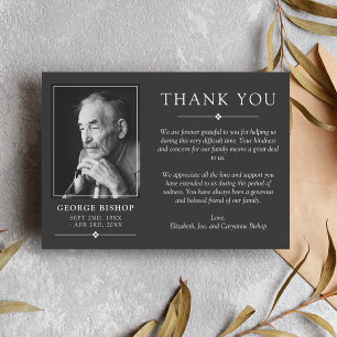 Dark Grey Minimalist Photo Sympathy Thank You Card