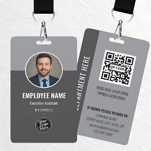 Dark Grey Modern Professional Photo ID Badge