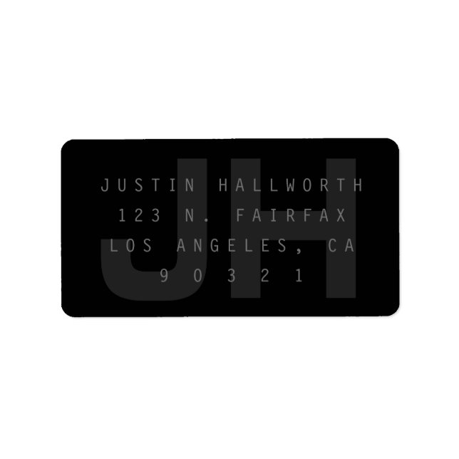 Dark Grey Modern Return Address Label (Front)