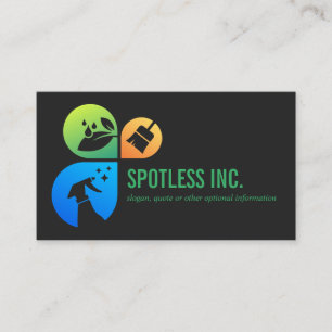 Dark Grey Modern Trendy Cleaning services logo Business Card