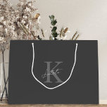 Dark Grey Monogram Bridesmaid Proposal Gift Bag<br><div class="desc">Custom-designed wedding and bridal shower gift bag featuring classic modern style monogram with custom initial and name.</div>