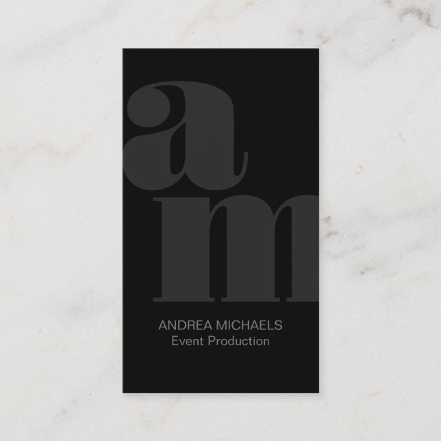 Dark Grey Monogram Business Card (Front)