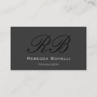 Dark Grey Monogram Manager Business Card