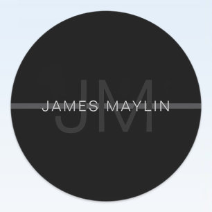 Dark Grey Monogram, Name & Geometric Stripe
