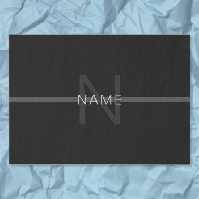 Dark Grey Monogram, Name & Geometric Stripe Tissue Paper (Creator Uploaded)