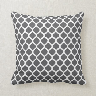 Dark Grey Moroccan Pattern Throw Pillows