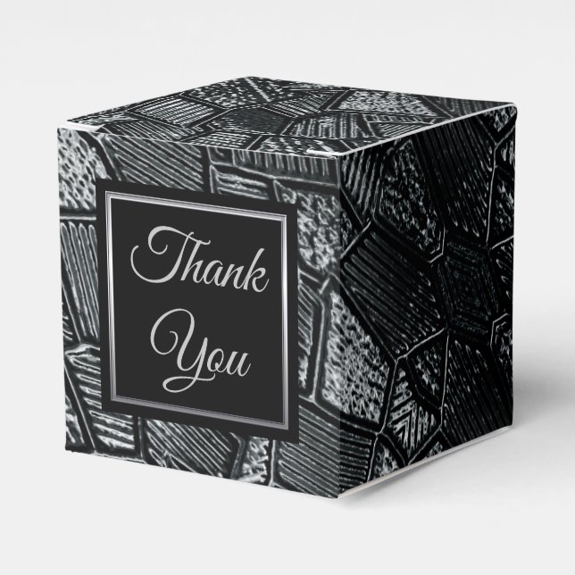 Dark Grey Mosaic Glass Cube Favour Box (Front Side)
