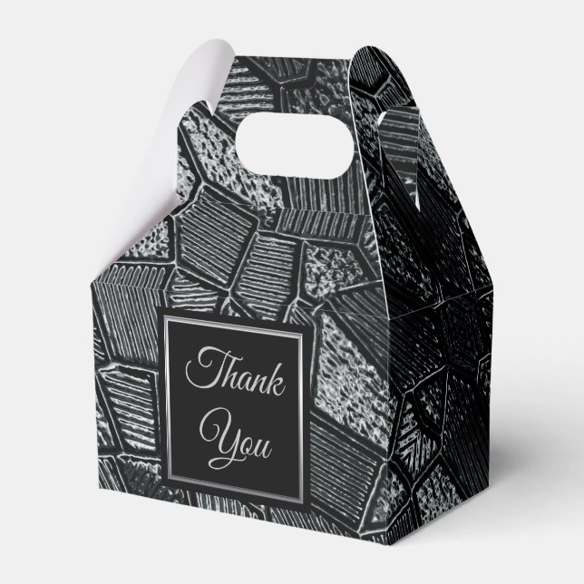 Dark Grey Mosaic Glass Gable Favour Box (Front Side)
