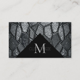 Dark Grey Mosaic Glass Monogram Business Card 7
