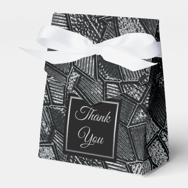 Dark Grey Mosaic Glass Tent Favour Box (Front Side)