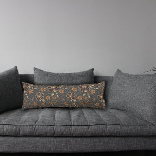 Dark grey natural flower  body pillow