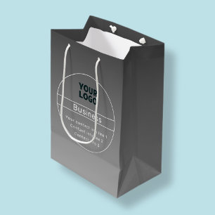 Dark Grey Ombre & Business etc. Contact Info Medium Gift Bag