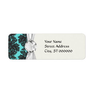 dark grey on aqua blue flourish damask pattern