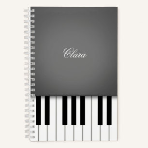 Dark Grey Piano Music Keyboard Personalised Notebook