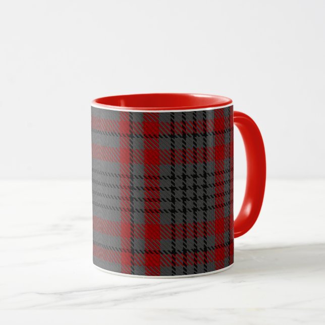 Dark Grey Red Black Tartan Plaid Mug (Front Right)