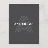 Dark Grey Retro Modern Monogrammed Name