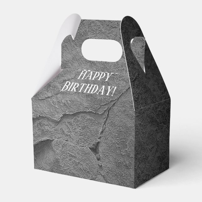 dark grey rock texture for birthday favour box (Front Side)